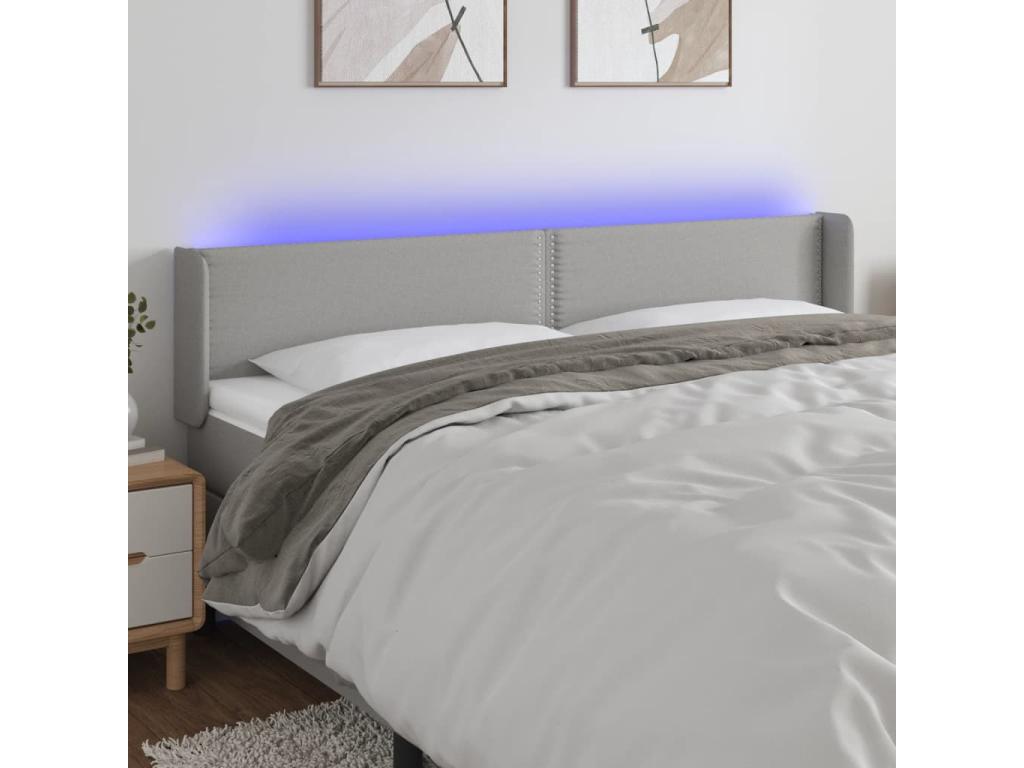 Light Grey LED Headboard 163x16x78/88 cm Fabric 93848UKKL