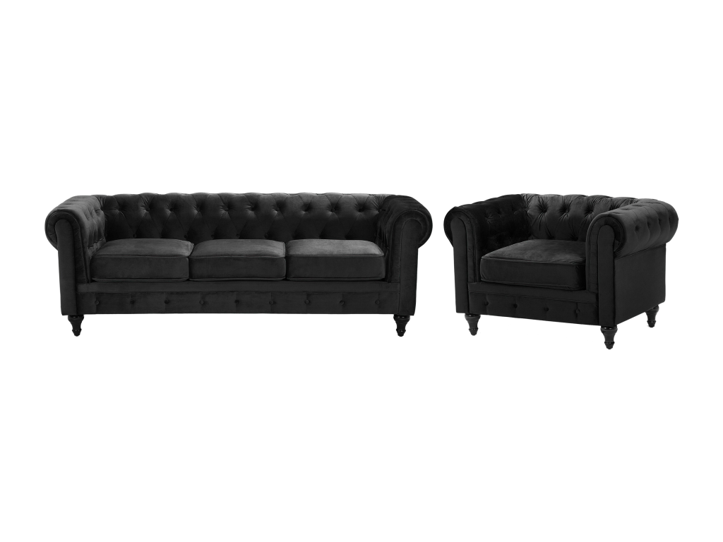 Artanzy Black Velvet 4-Seater Lounge Set 88150CVUV