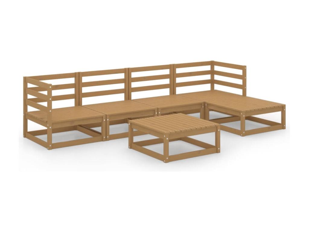 6-piece garden furniture set Honey brown Solid pine wood 66753CBBV