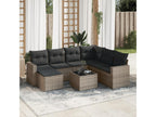 8-piece garden furniture set with grey resin wicker cushions 04410VDGB