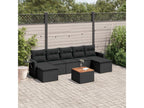 8-piece garden furniture set with cushions, black resin wicker, 53930CEAA