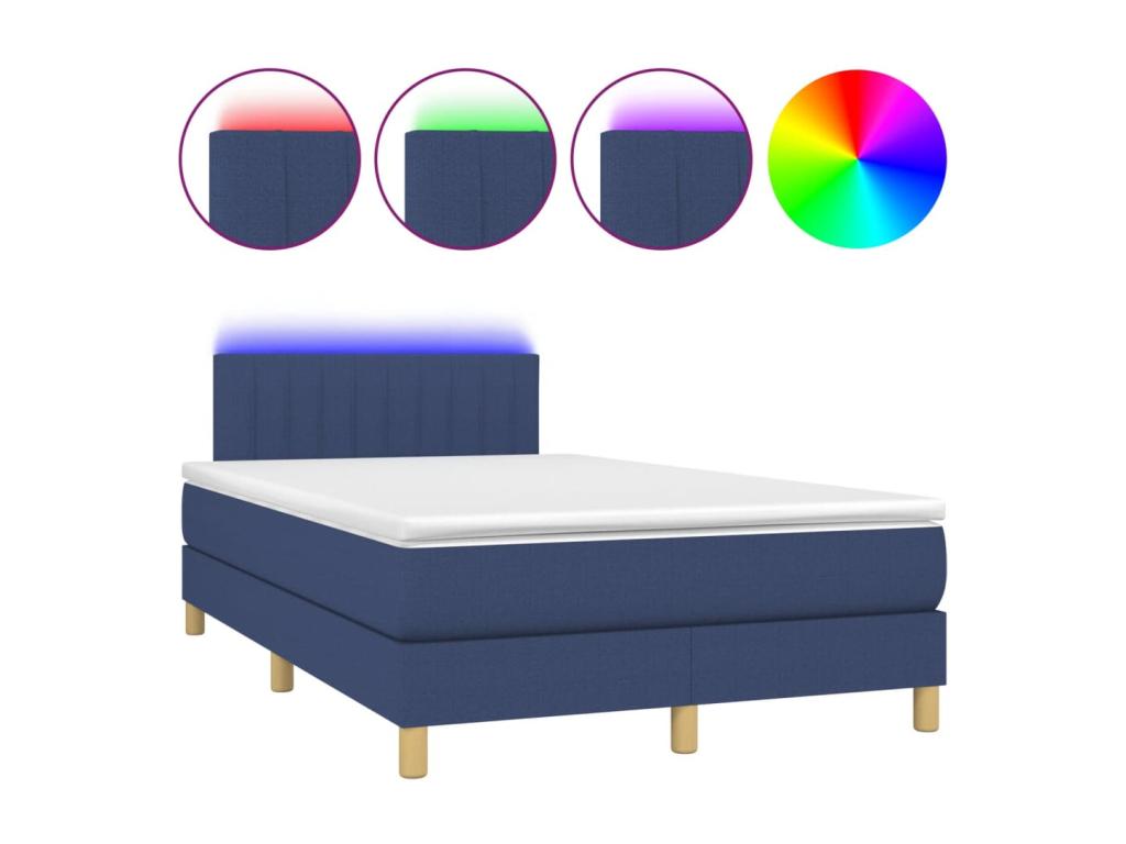 Artanzy bed base with mattress and blue LED light, 120x190 cm, fabric, 84496VGRG