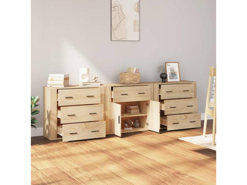 3-Piece Buffet Set, Oak, Artanzy Engineered Wood, 47151ZLKL