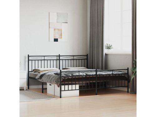 Metal bed frame with headboard/footboard, black, 183x213 cm, 26941CNHW