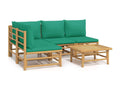 5-piece garden furniture set with green cushions, Artanzy 86618ORYY