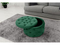 Quilted storage stool in green velvet with lid, 55 x 30 x 55 cm