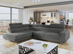 Delimoa 306 Corner Sofa, Grey, Sleeping Function, Bed Box, 253x188x71cm, 80812WSBE