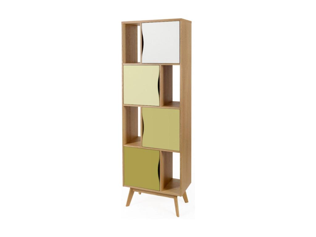 Delimoa Designer Bookshelf 191cm Oak / Green 12442XVSC