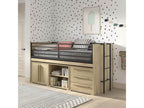 Delimoa - 90x200cm Combination Loft Bed with Sliding Tray and Storage, Oak Finish 49646EOGU