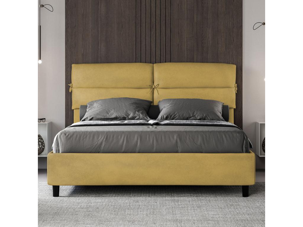 Delimoa 35367VAHQ Upholstered Bed without Mattress 160x200 Ochre Microfiber