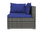 6-piece garden furniture set with cushions, grey wicker resin, 15 62392IRIL