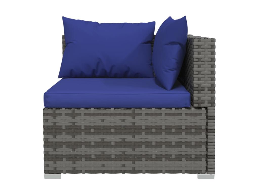 6-piece garden furniture set with cushions, grey wicker resin, 15 62392IRIL