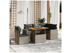 6-piece garden furniture set with grey resin wicker cushions 85950BHJN