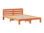 Bed frame without mattress, brown wax finish, 140x190cm, solid pine wood, 98836GYDV