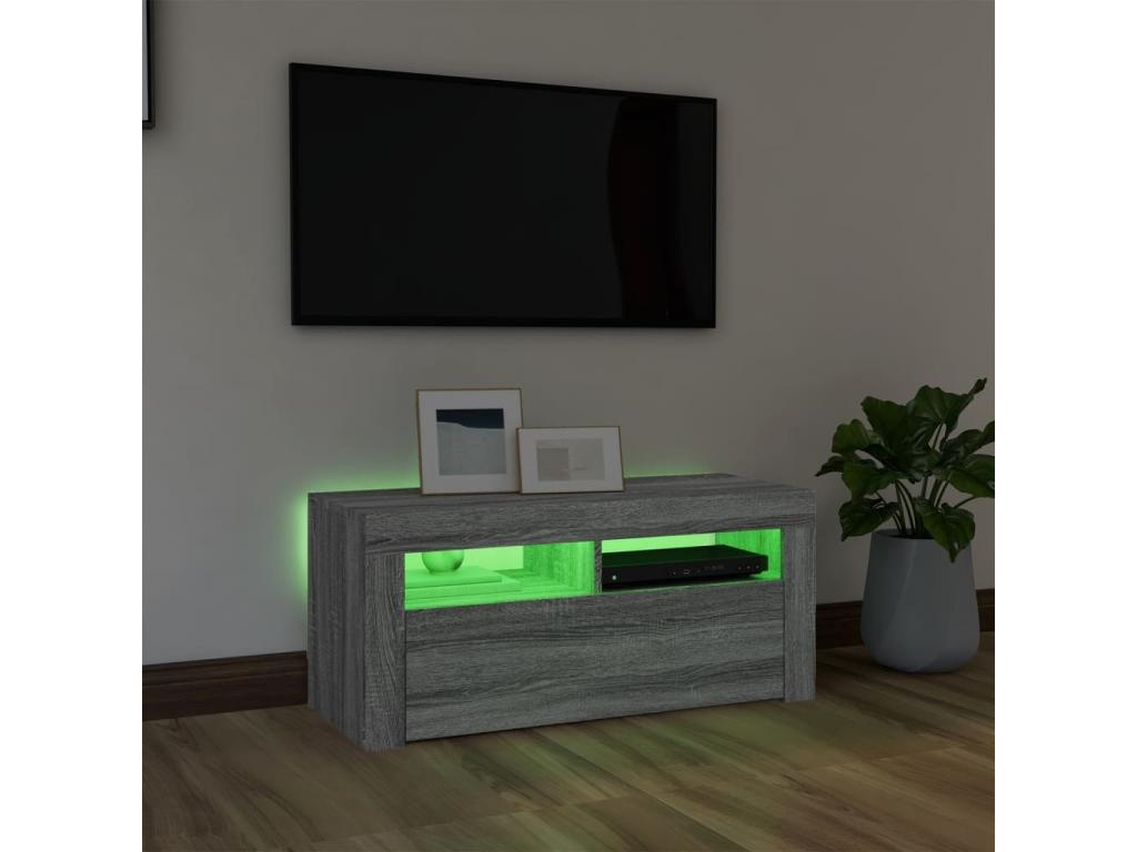 TV stand with Delimoa LED lights, grey, 90x35x40 cm, 09360CQVH