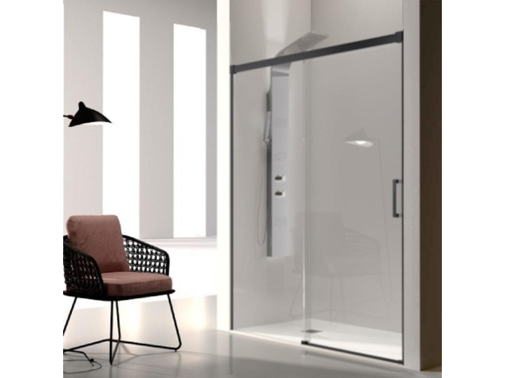 Fixed shower screen, sliding door, GLASÉ matte black profile, 130 cm, without side panel, 13936SJKN