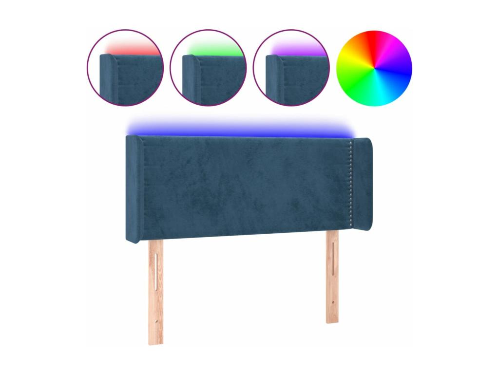Dark Blue LED Headboard 83x16x78/88 cm Velvet 81794FPUA