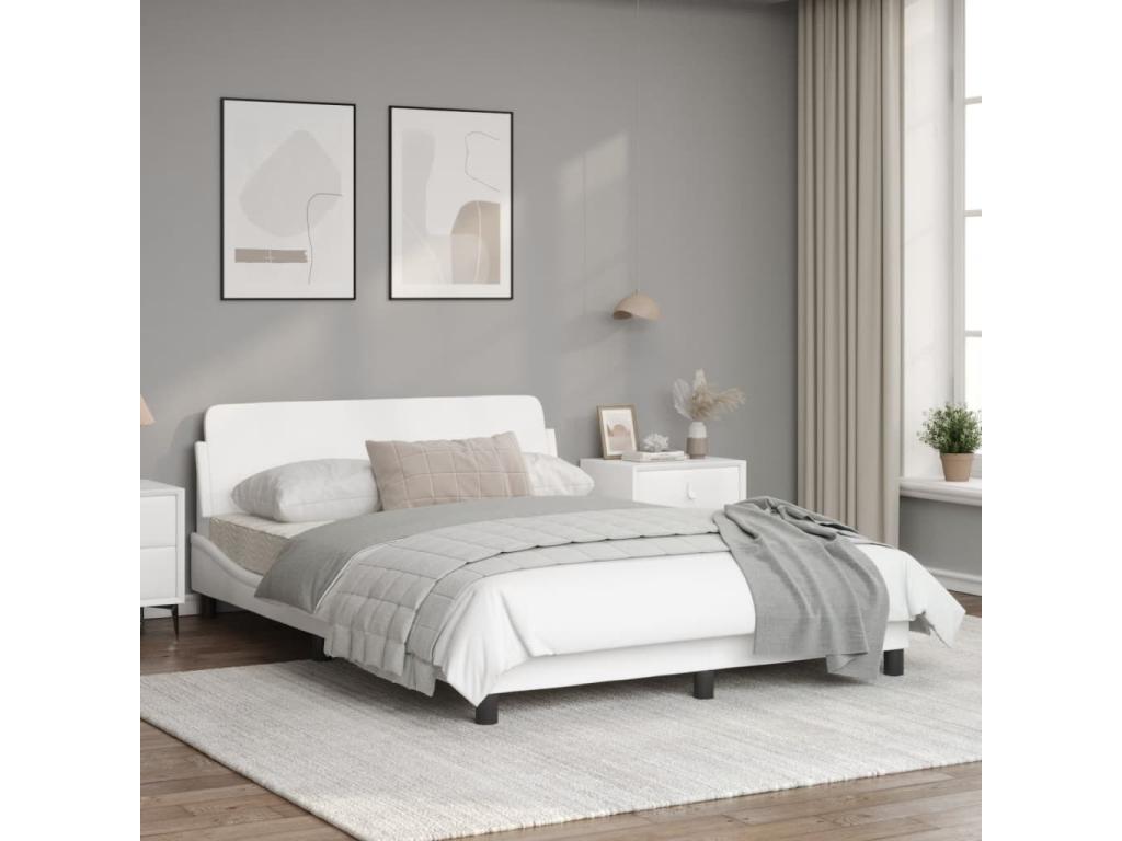 Bed frame with headboard, white, 120x200 cm, faux leather, 68954LNIT