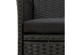 3-Piece Outdoor Lounge Set with Cushions, Black Wicker Resin 70176CWFD