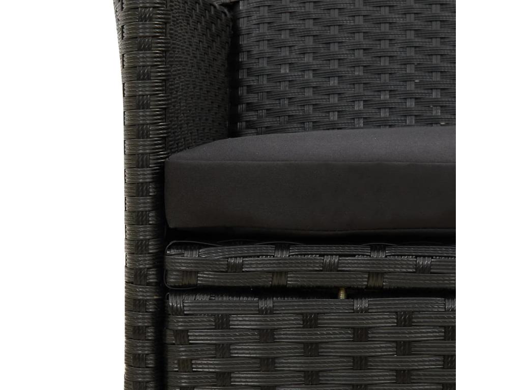 3-Piece Outdoor Lounge Set with Cushions, Black Wicker Resin 70176CWFD