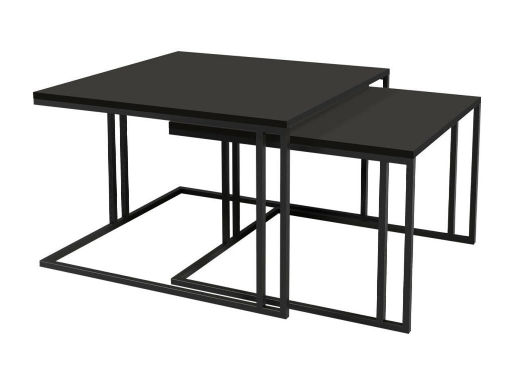 Delimoa 110 Black Coffee Table Set 50x76x76cm Laminate Corner 77283CHWV