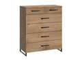 Delimoa Raw Oak Beam Effect Chest of Drawers - W81 x H102 x D41 cm 56231XDWM