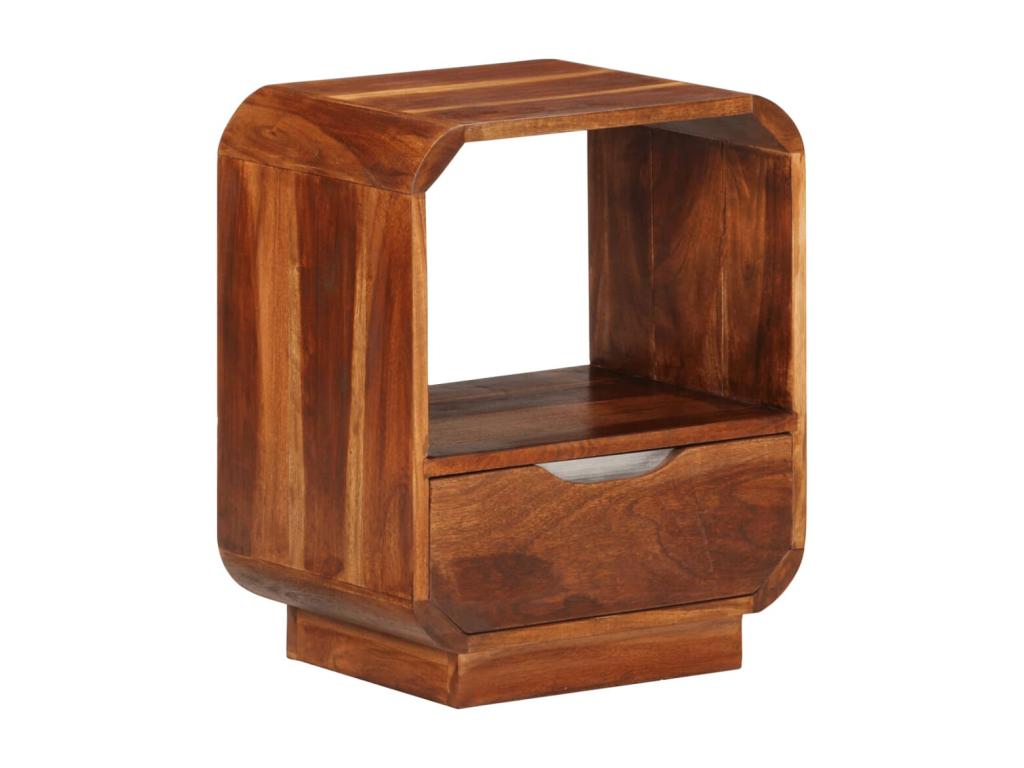Bedside table with drawer, 2 pieces, Sheesham wood, 40x30x50cm, 52146PCKI
