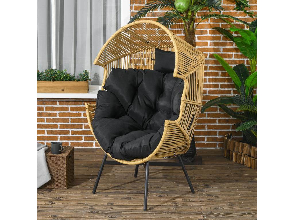Cocoon garden armchair on stand, dimensions 89L x 75W x 143H cm, with cushions 61379GETY