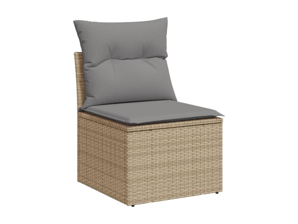 4-piece garden furniture set with cushions, beige woven resin, 90677WGZK