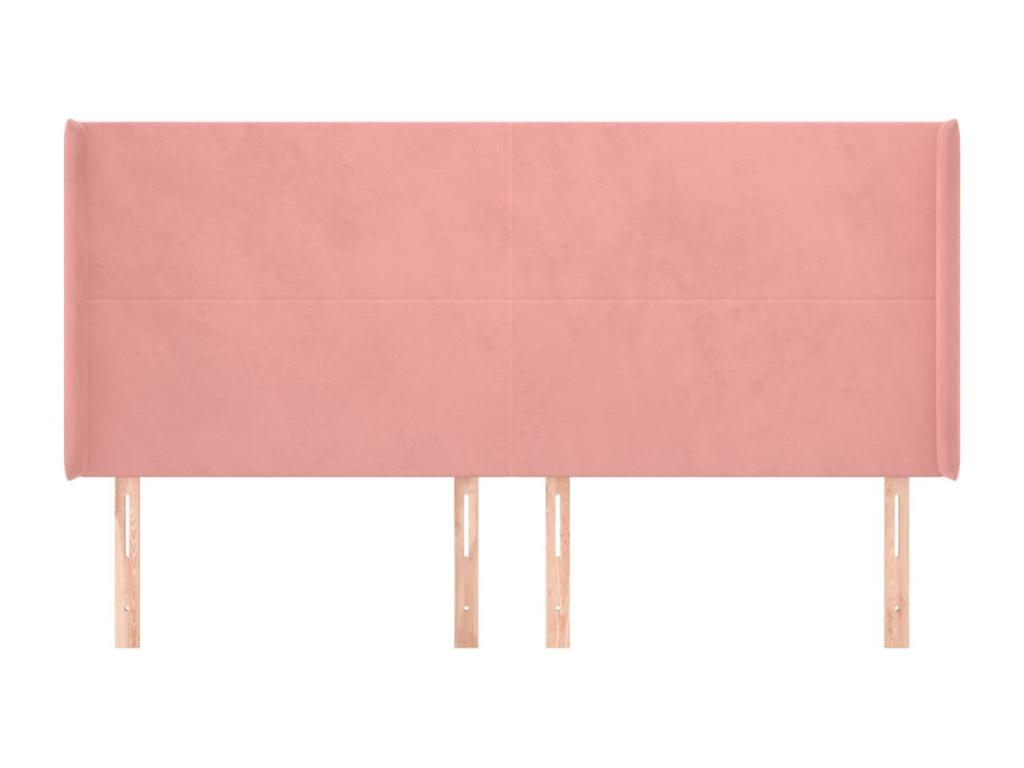 Headboard with wings, Pink, 203x16x118/128 cm, Velvet, 59086LQEL