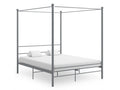 Four-poster bed frame without mattress, grey metal, 160x200 cm, 96464AHMD