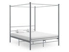 Four-poster bed frame without mattress, grey metal, 160x200 cm, 96464AHMD