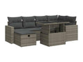 7-piece garden furniture set with cushions, grey woven resin 96416QSZG
