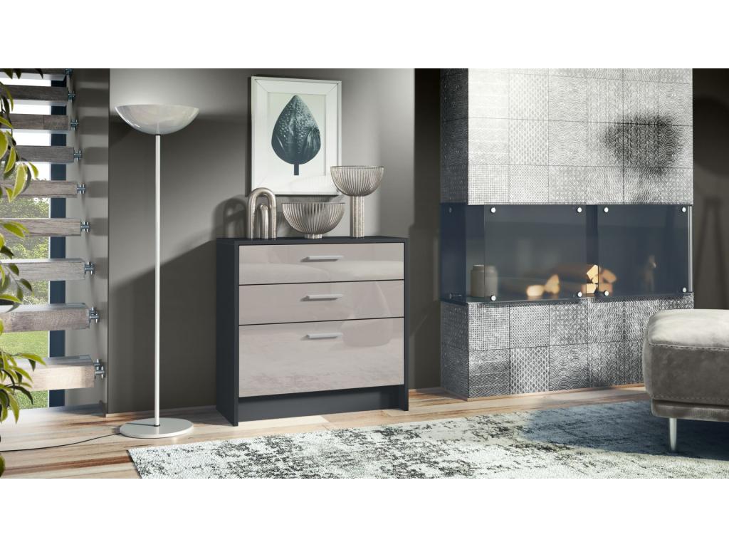 Small Matte Black and Sand Grey Lacquered Cabinet WxHxD 76x74x33 23752WFNK