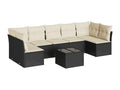 8-piece garden furniture set with cushions, black woven resin 96240EJDV