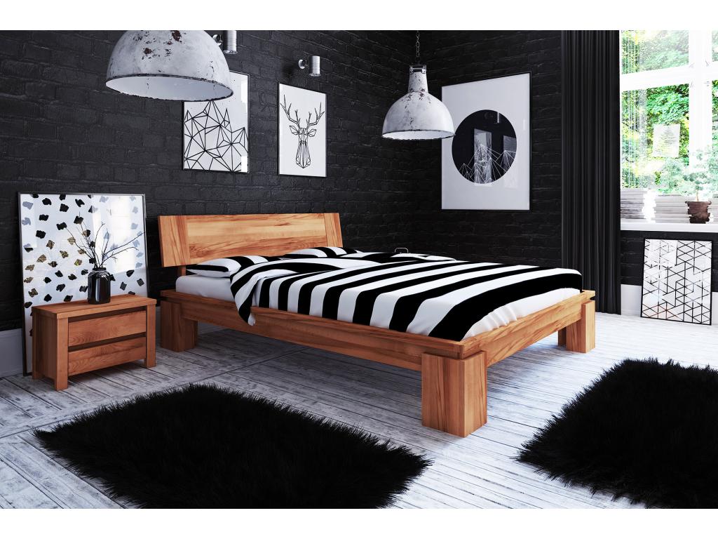 Delimoa - Bed frame with wooden headboard 120x200 in natural oiled beech heartwood 03282JCGR