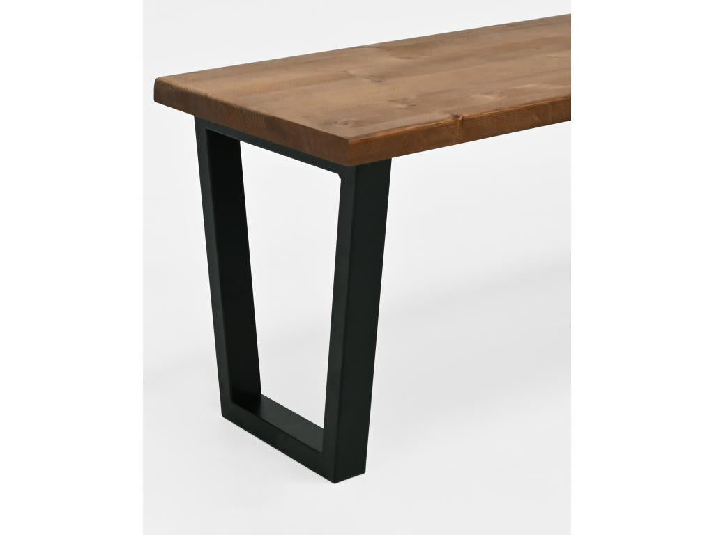 Pine wood and iron bench in aged and black finish, 140x45cm - Delimoa 89542YJOV