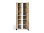 Delimoa 90cm 2-door glass display cabinet in light oak and white wood, 21707LCLY