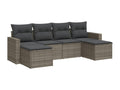 6-piece garden furniture set with grey resin wicker cushions 81705DYBG
