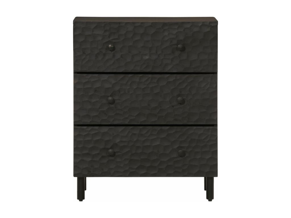 2-piece black side cabinets, 60x33x75cm, solid mango wood, 61808QRYN