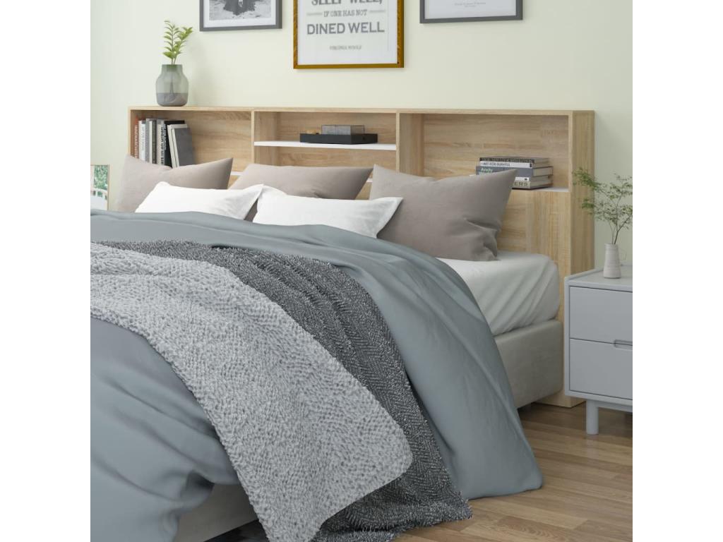 Delimoa White and Oak Headboard Wardrobe 220x19x103.5 cm 42751JBHN