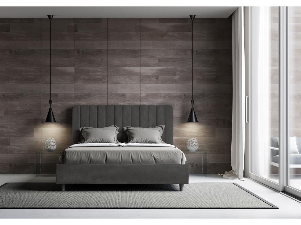 Delimoa 10687UIKS Upholstered Bed without Mattress 160x200 cm Grey Microfiber
