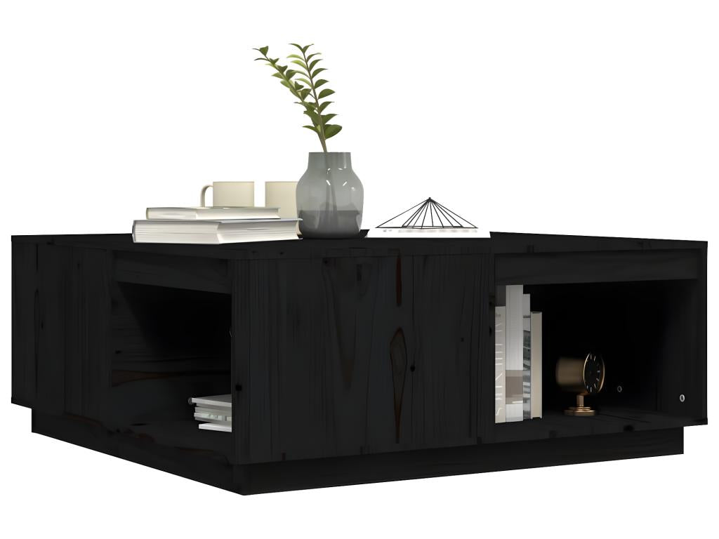 Black Coffee Table 100x101x40.5 cm Solid Pine Wood 55301ECHN