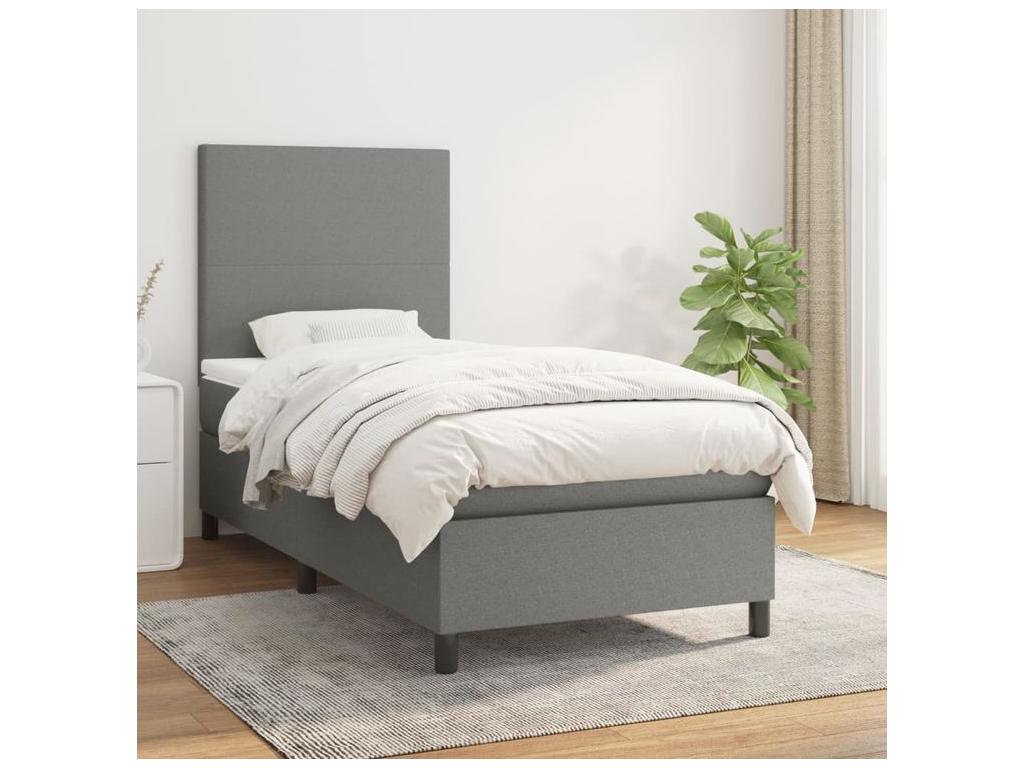 Artanzy bed base with mattress, dark grey, 100x200 cm, fabric, 26412CLZO