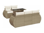 6-piece garden furniture set with cushions, beige woven resin, 96254RVOQ