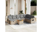 Garden furniture set with cushions, 9 pieces, MéArtanzy beige woven resin, 75500ADBY