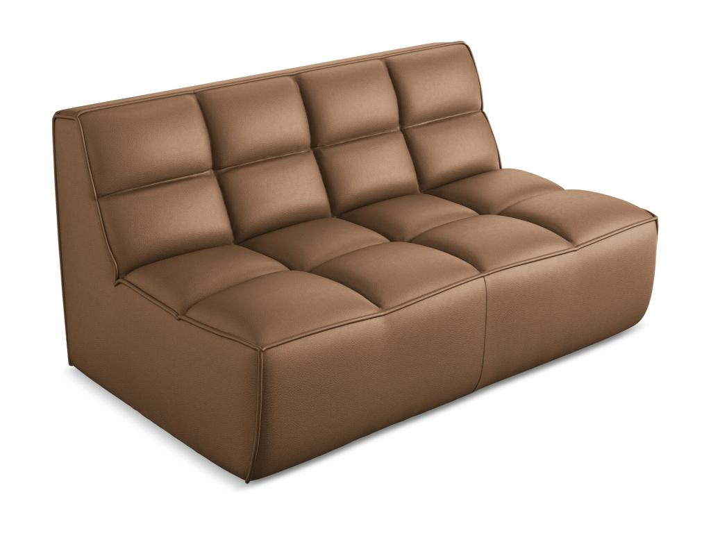 Modular 2-seater sofa in faux leather - chocolate - Artanzy 39398RZFY
