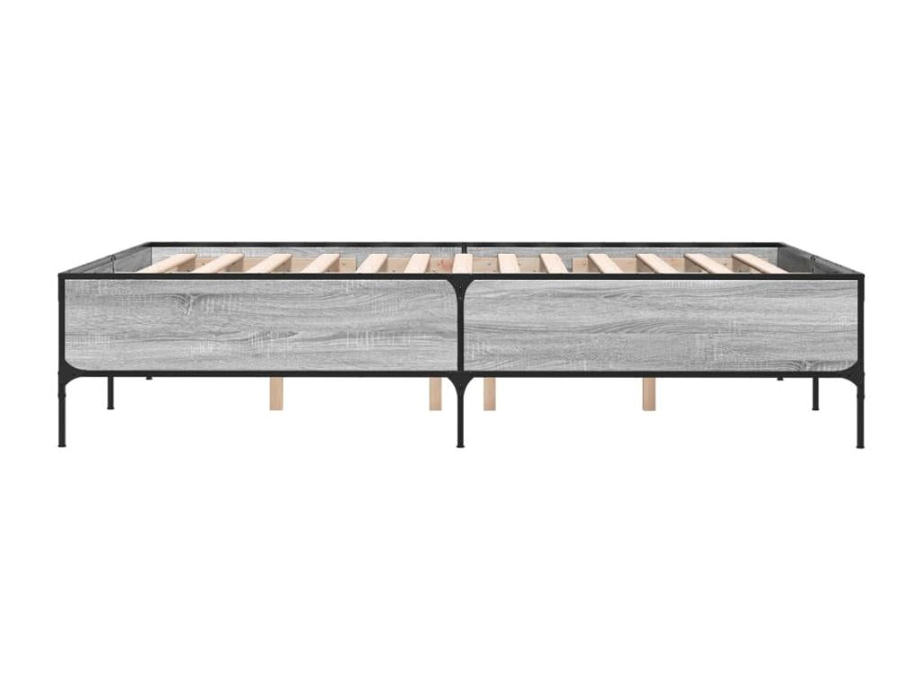 Delimoa grey bed frame 150x200 cm engineered wood and metal 48451MVGY