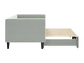 Daybed with pull-out bed, light grey, 80x200 cm, velvet, 35045XVMS