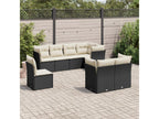 8-piece garden furniture set with cushions, black woven resin 00017OWZU